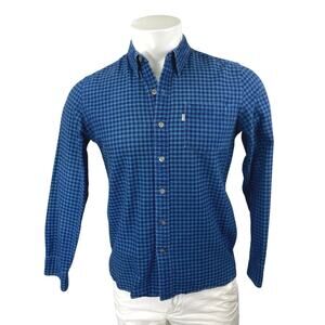 Levi's Men's Blue Plaid Checkered Long Sleeve Button Down Pocket Shirt Top Sz S